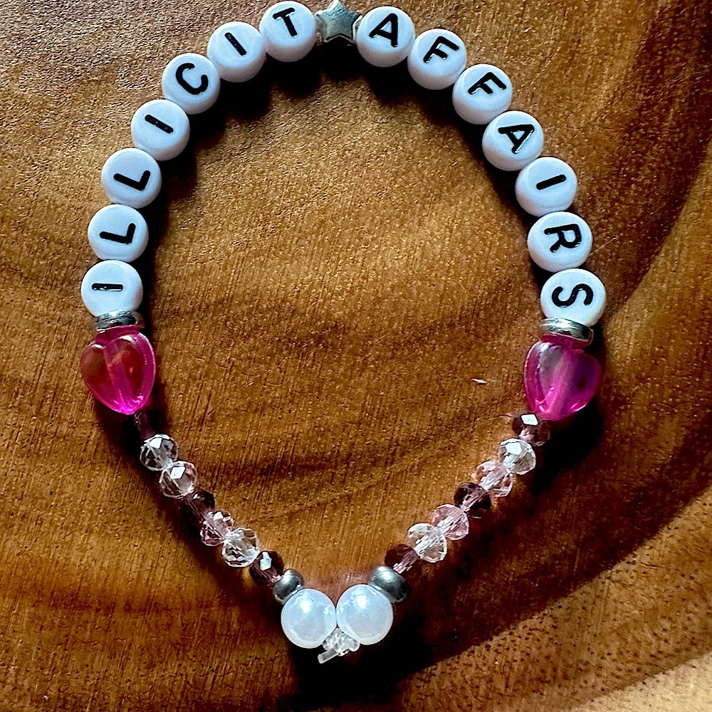 5 for $20 Taylor Swift Handmade Friendship Beaded Bracelet
“Illicit Affairs”